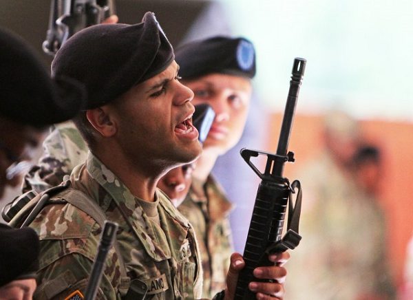 Trainees during blue phase at Fort Sills Army basic Training