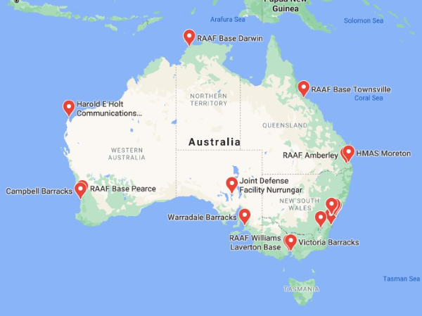 Us Military Bases In Australia Map