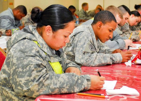 students take a prep test for the asvab