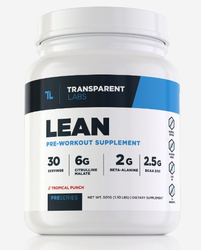 transparent labs lean pre workout supplement