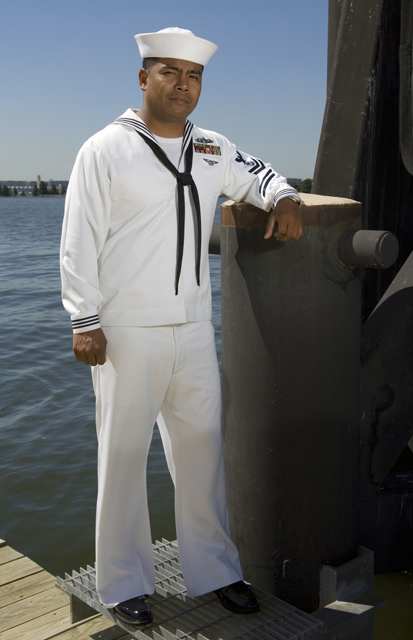 updated navy dress white military uniform