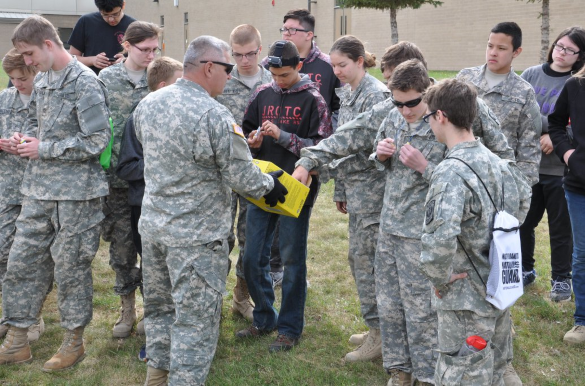 Junior Reserve Officer Training Corps (JROTC) cadets at Camp Grafton Training Center