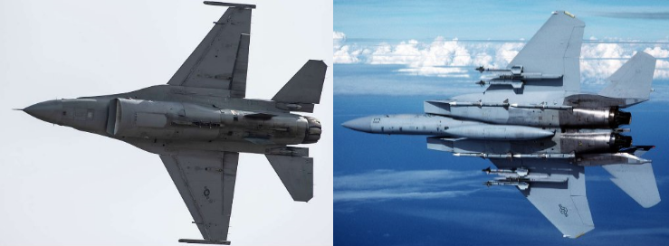 f-16 vs f-15 turn rate and redius differences