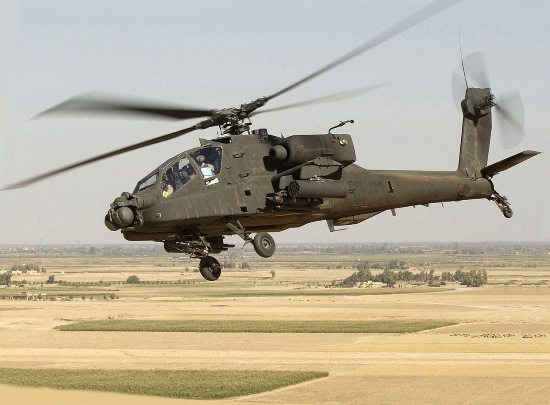 AH-64 Apache is an attack helicopter used by the US Army