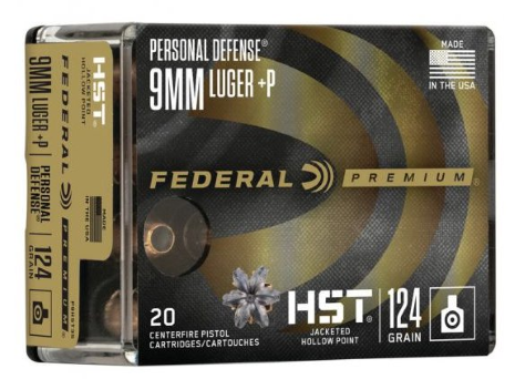 Federal Personal Defense 124 GR HST JHP 9MM Ammo, 20/Pack