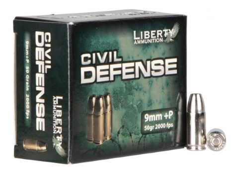 Liberty 9MM+P 50GR HP Civil Defense Ammunition 20RDS