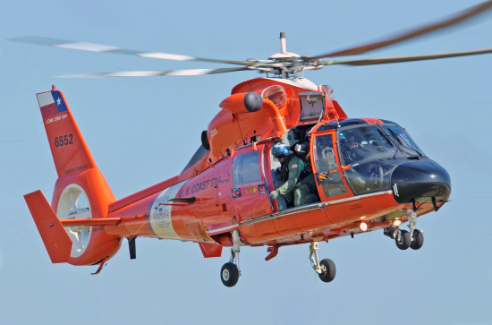 MH-65 Dolphin is a type of military helicopter used by the US Coast Guard