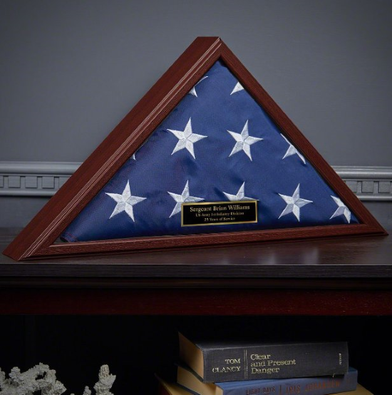 Cherry Wood Flag Case is one of the best military retirement gifts