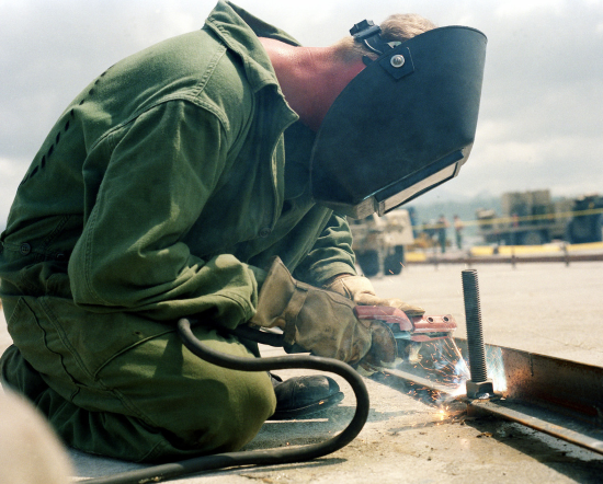 military support welder at work