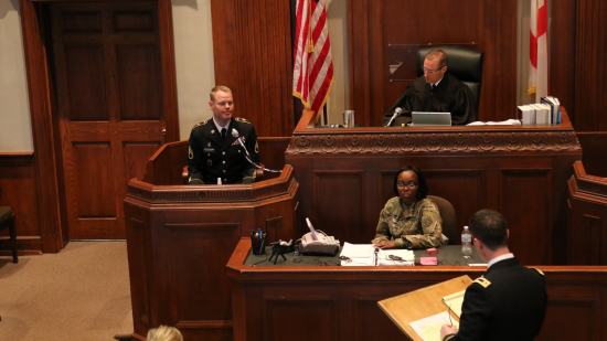 army lawyers in a courtroom