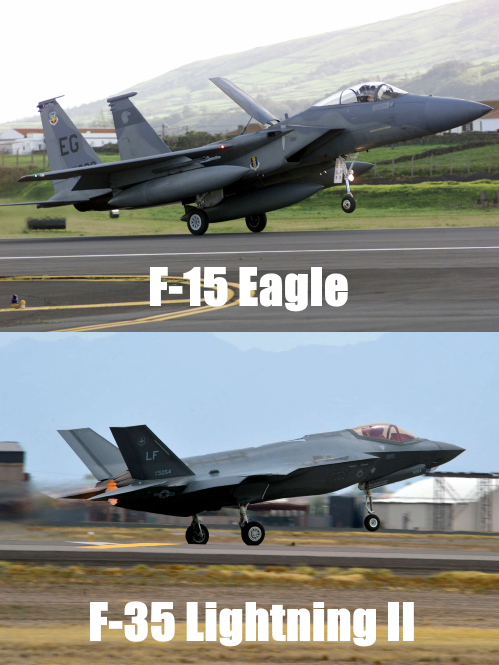 differences between the f-15 eagle and f-35 lightning ii