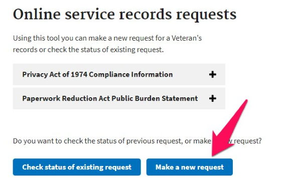 online military service records request