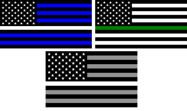 thin blue white and green line flags