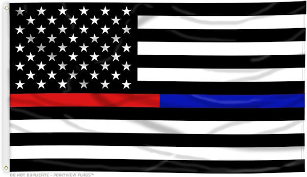 Thin Blue Line and Thin Red Line Dual American Flag