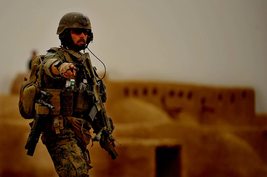 marsoc marine instructs an ANA soldier