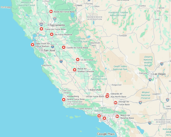 air force bases in california