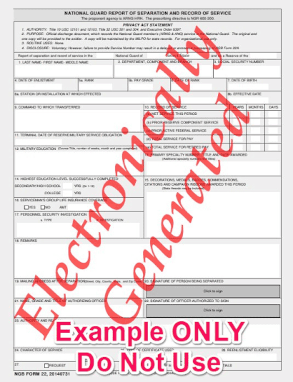 example ngb 22 form for military verification